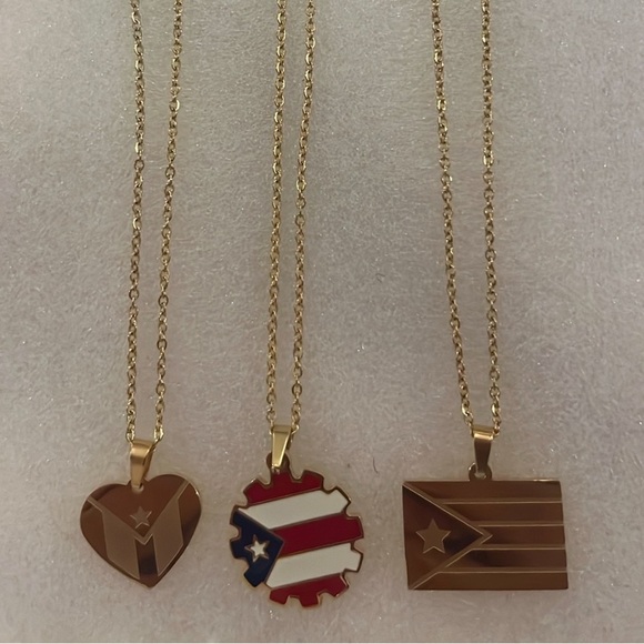 COPY - Gold tone Stainless Steel Red and White Necklace Set with Unique Pendants - Picture 1 of 3